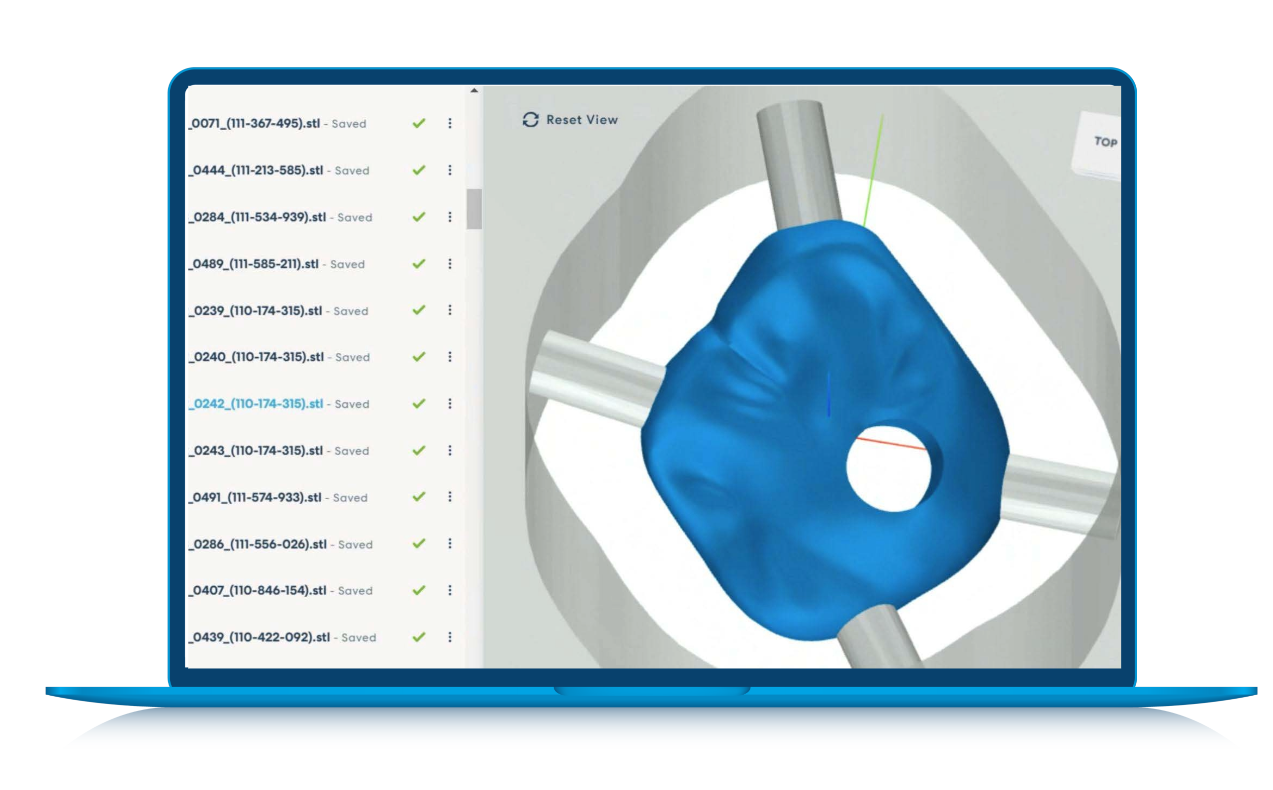 OQTON Manufacturing OS Dental Milling Software- Image shows pin placement