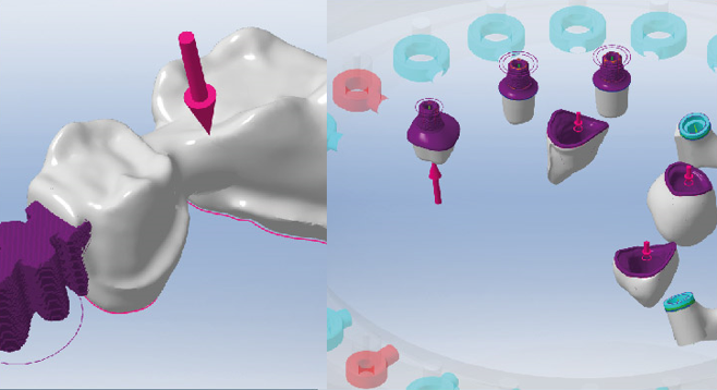 Image shows printscreen of Make&Mill software adding material to desired areas