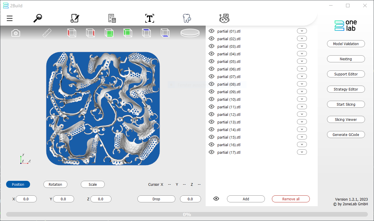 Image shows printscreen of 2BUILD - the cAM software from 2oneLab