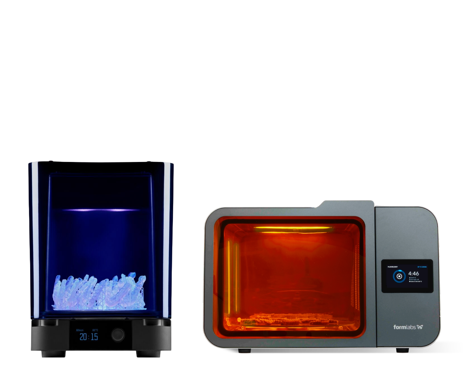 Image shows Formlabs curing stations, Form Cure and Form Cure L