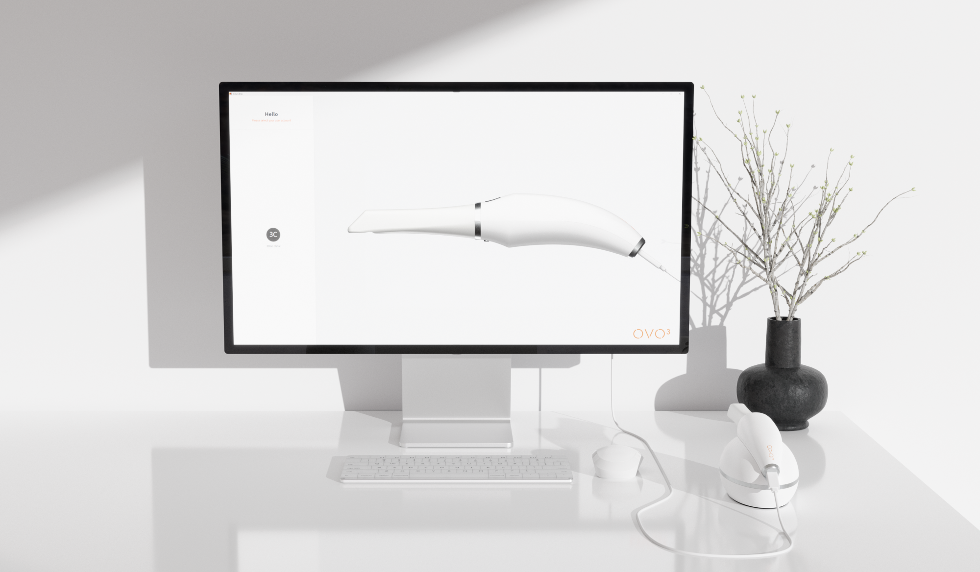 Image of a monitor with the 3DISC intraoral scanner OVO3